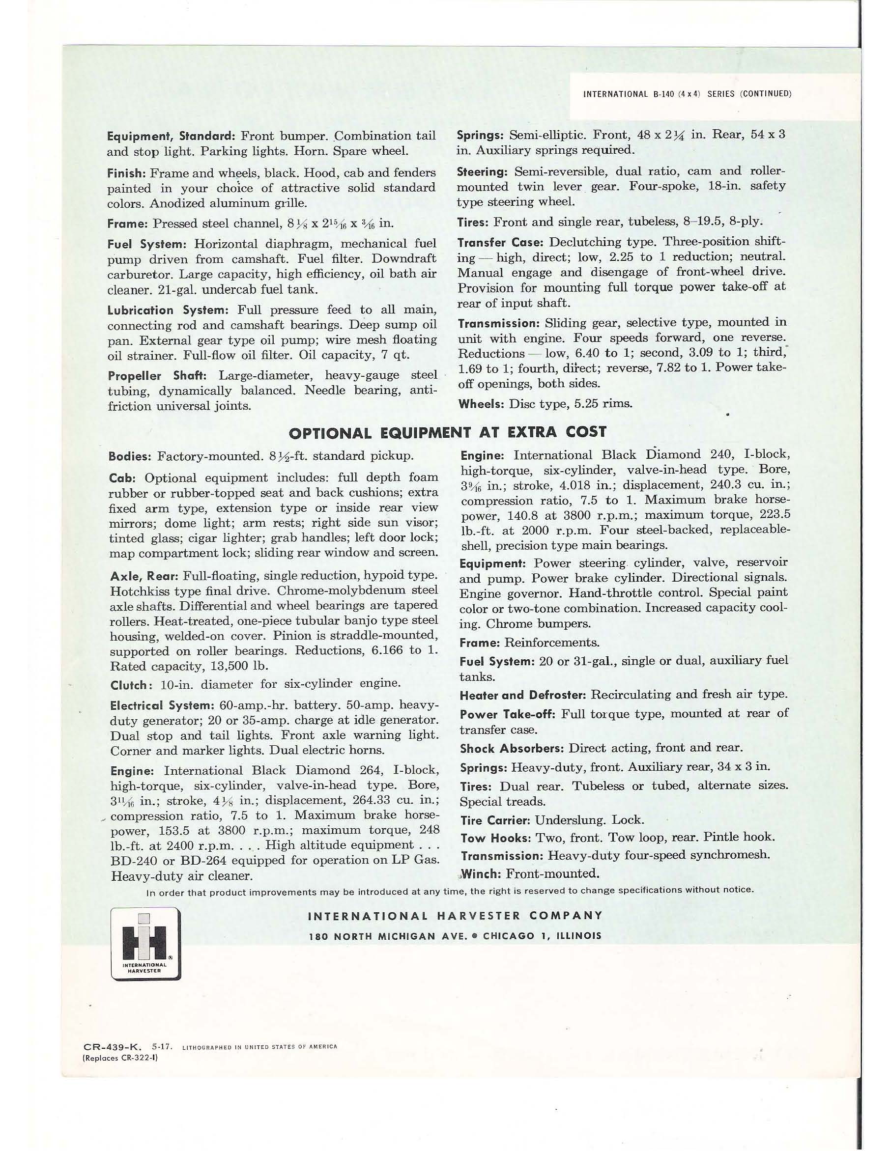 1959 International B-140 4X4 Series Brochure Page 1